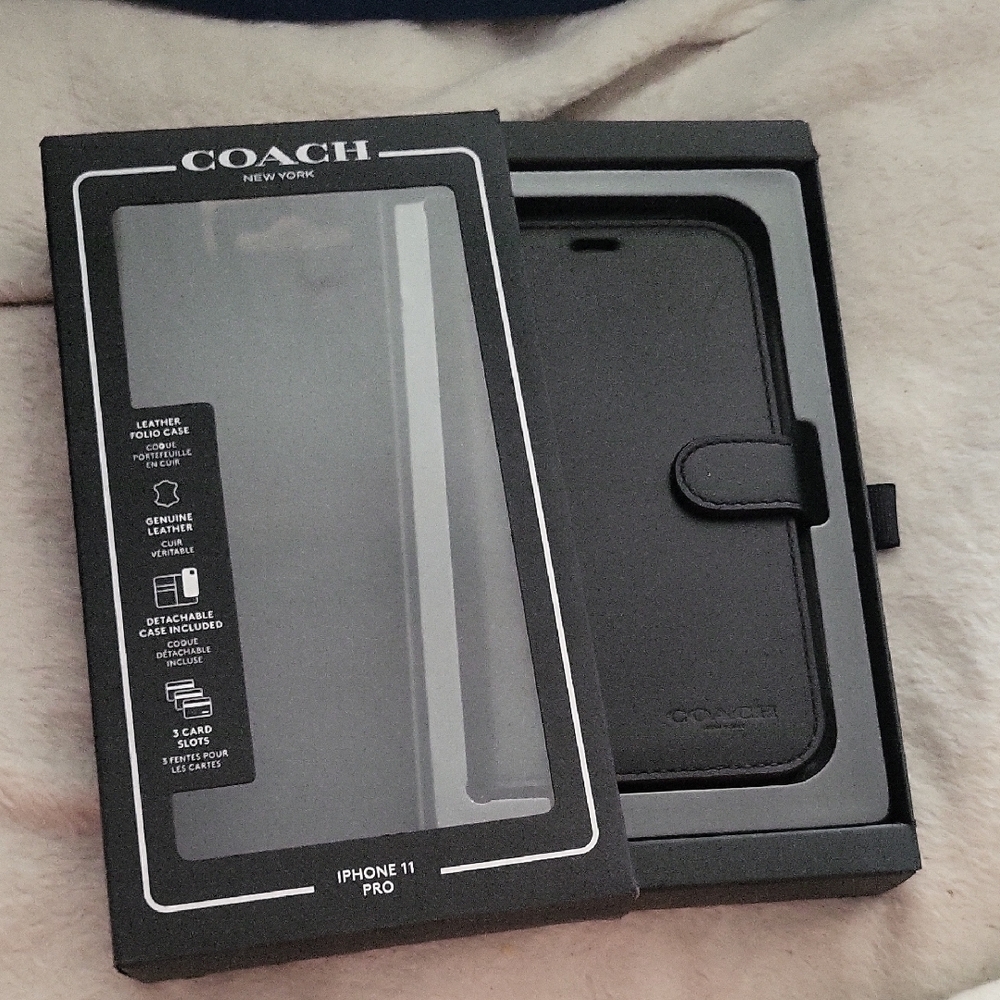 Coach Black Leather iPhone 11 Pro Case. BNWOT